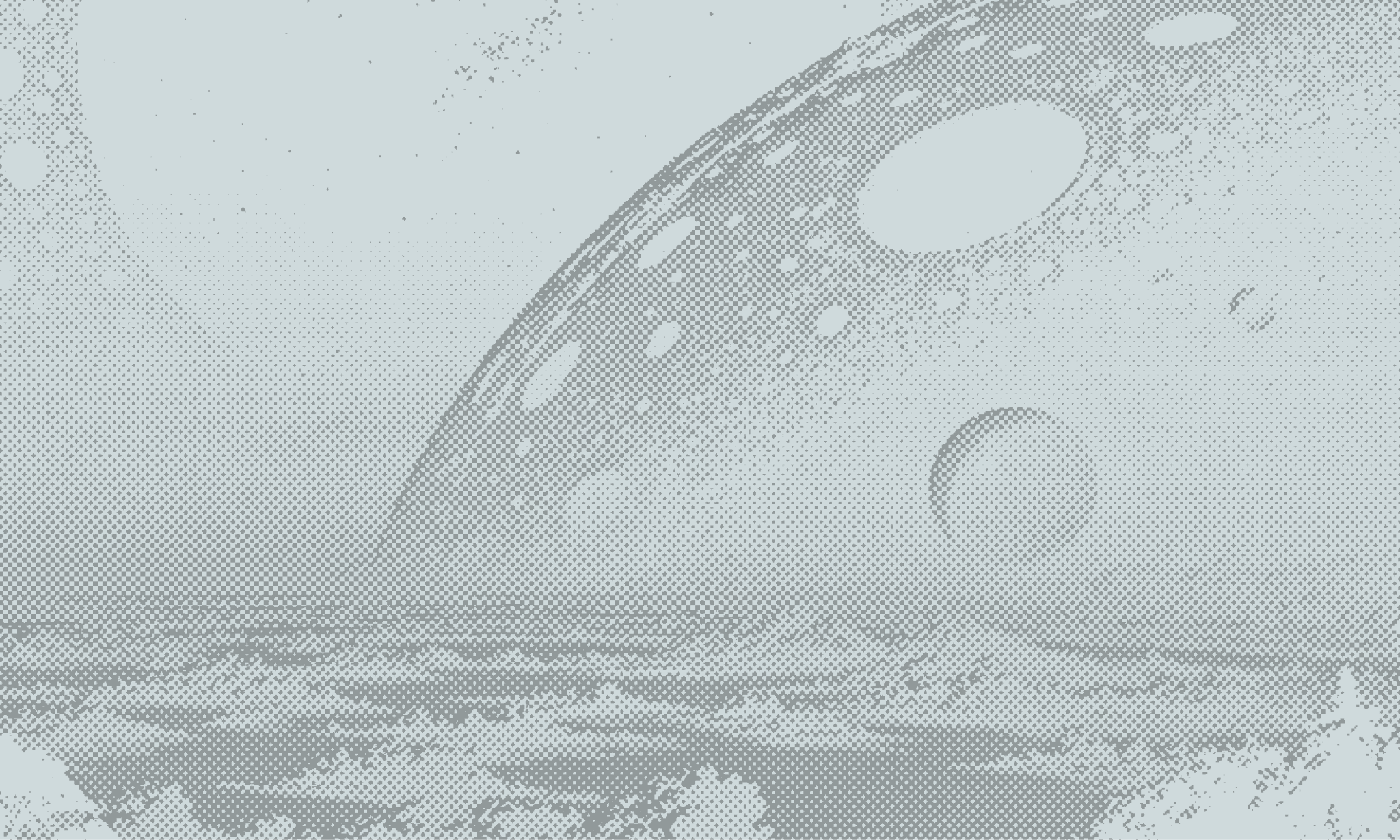 Stylized sci-fi view of a moon from a planet surface